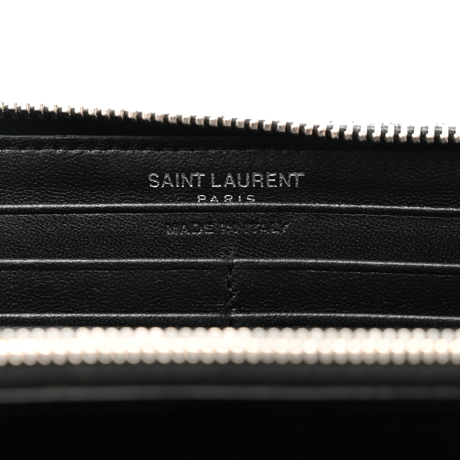 Saint Laurent Calfskin Matelasse Chevron Monogram Zip Around Wallet Black 6 of 7