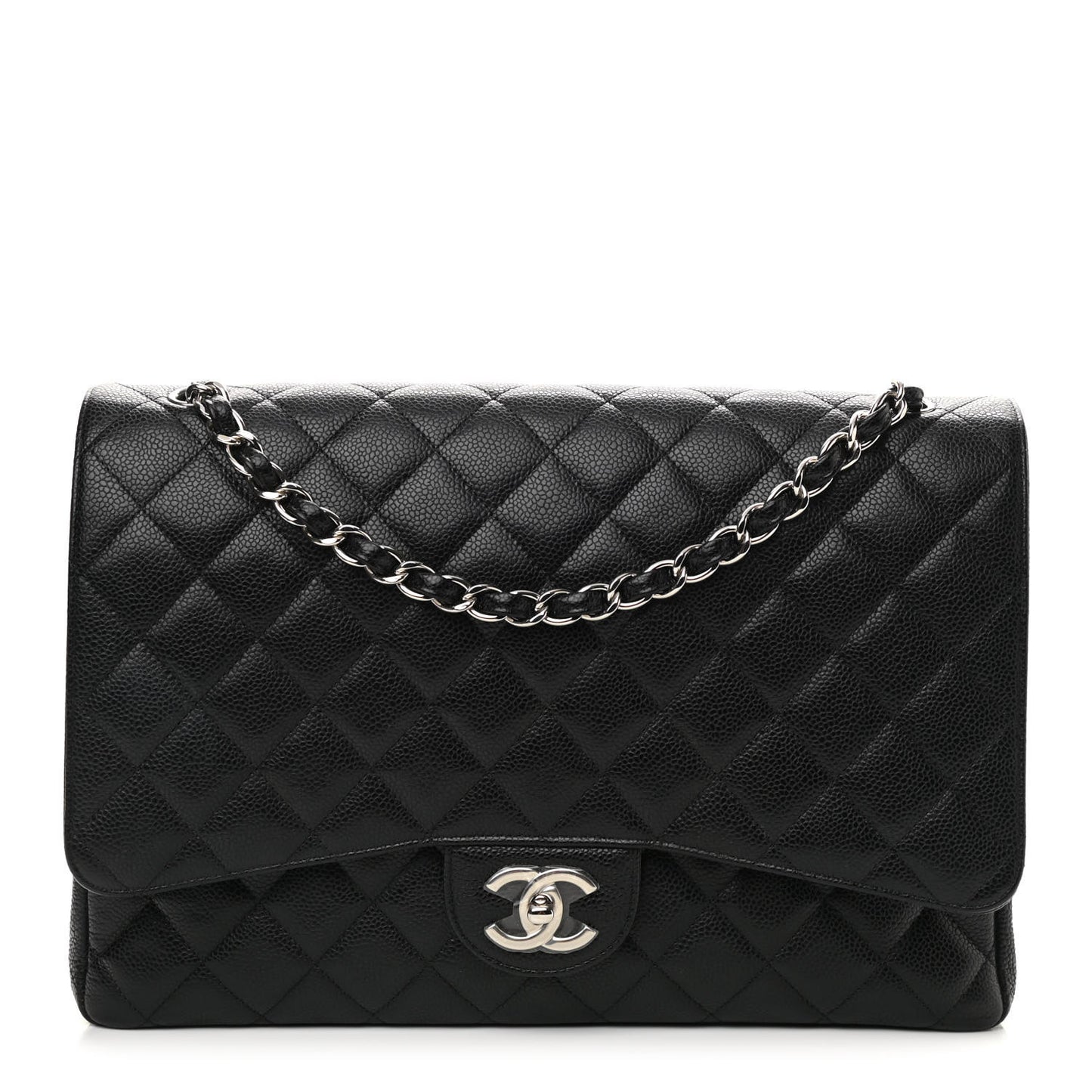 Caviar Quilted Maxi Double Flap Black