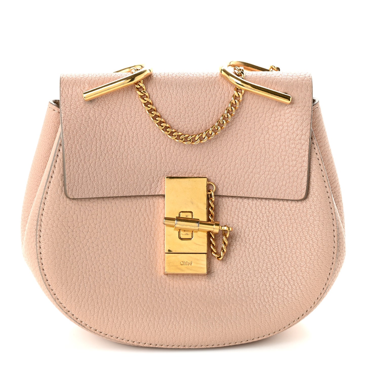 Grained Lambskin Mini Drew Shoulder Bag Cement Pink