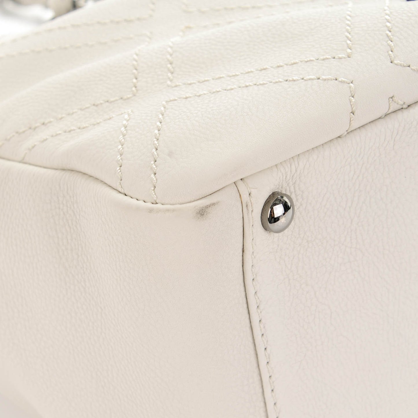 Calfskin Small Diamond Stitch Tote White