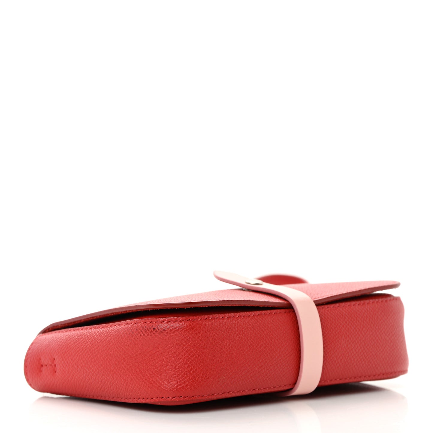 Grained Shiny Calfskin Strap Clutch Scarlet