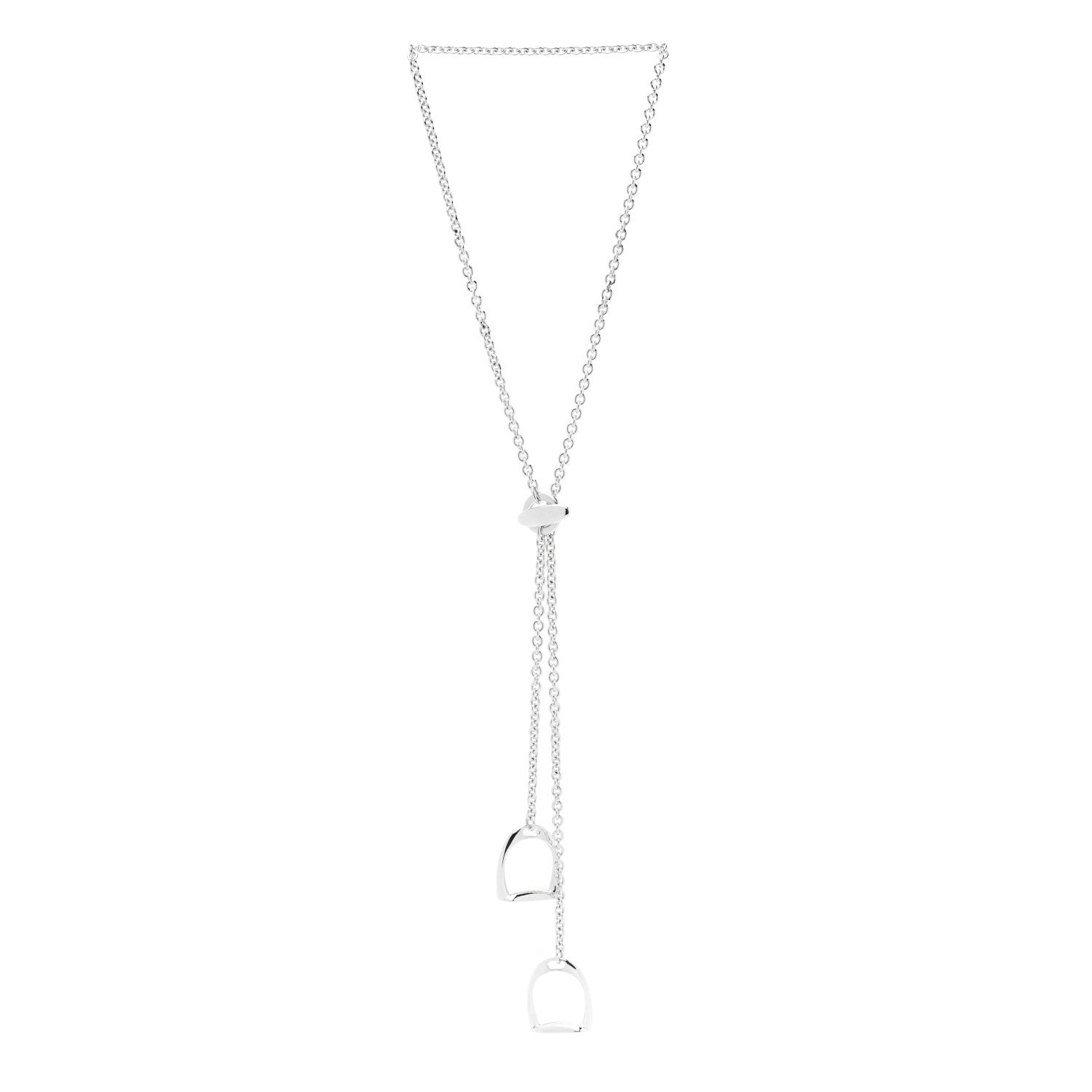 Hermes Sterling Silver Stirrup Lariat Necklace 3 of 5