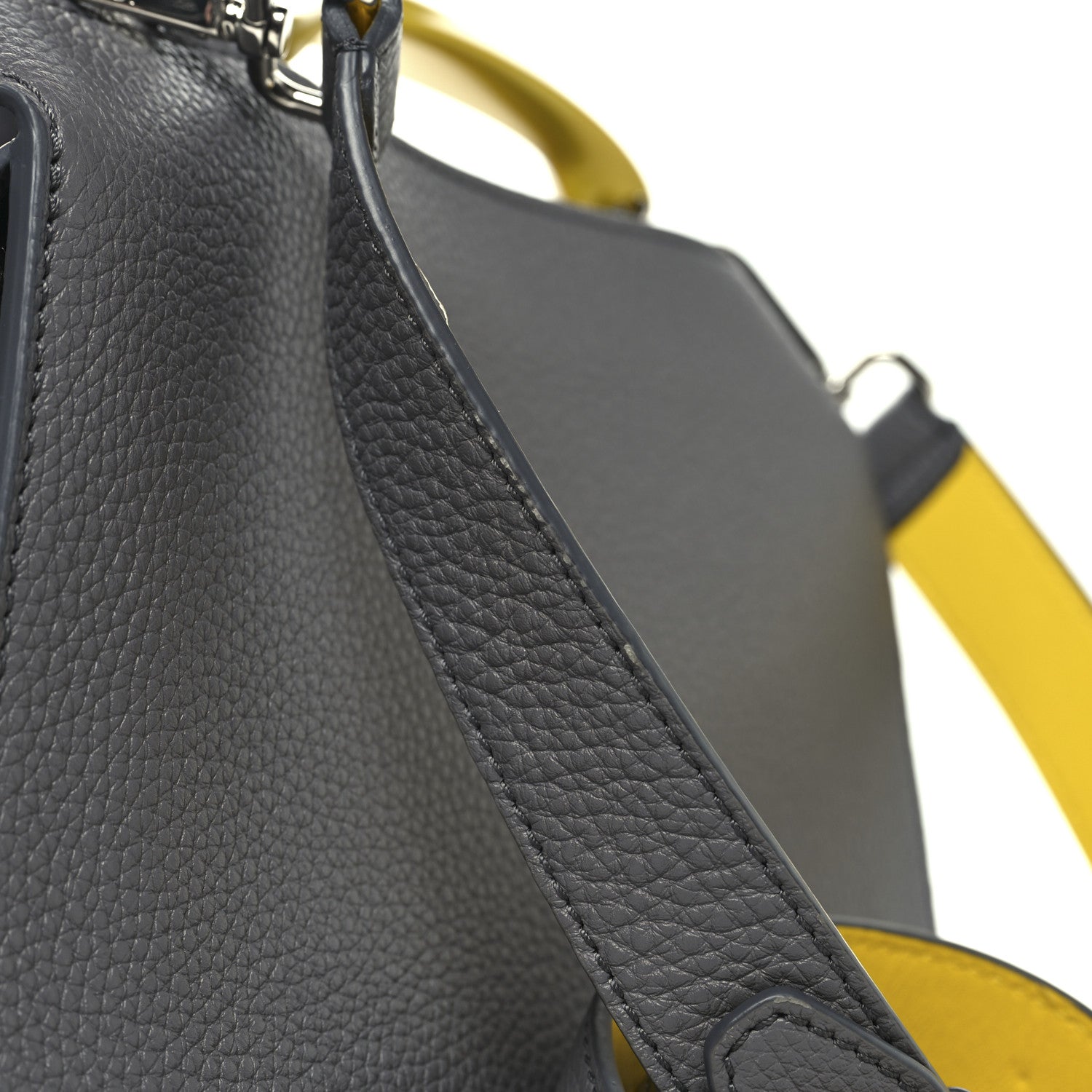 Fendi X MA YANSONG Cuoio Romano Aluminum Bi-Color Mini Peekaboo I SEE U Satchel Grey Yellow 12 of 12