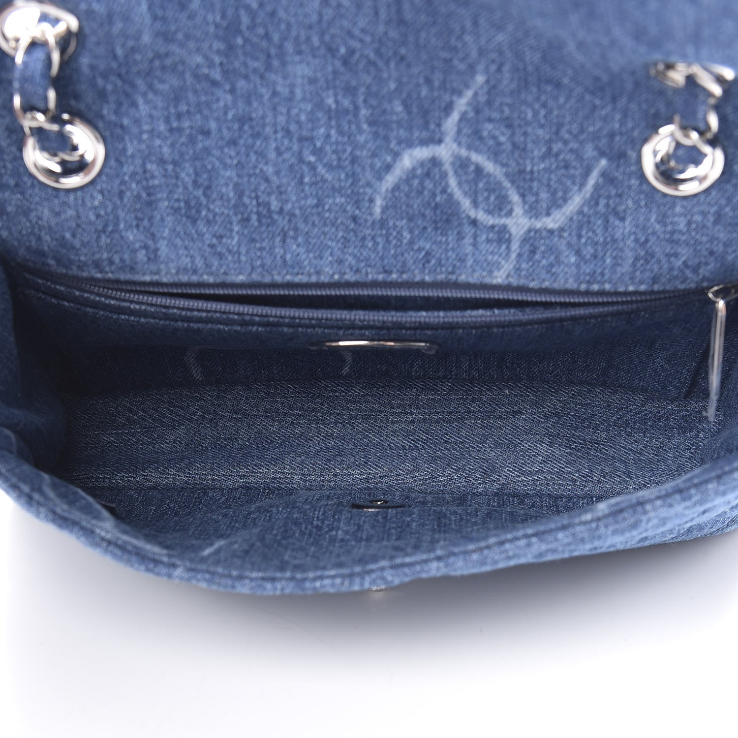 Chanel Denim Quilted CC Print Medium Single Flap Blue 5 of 11