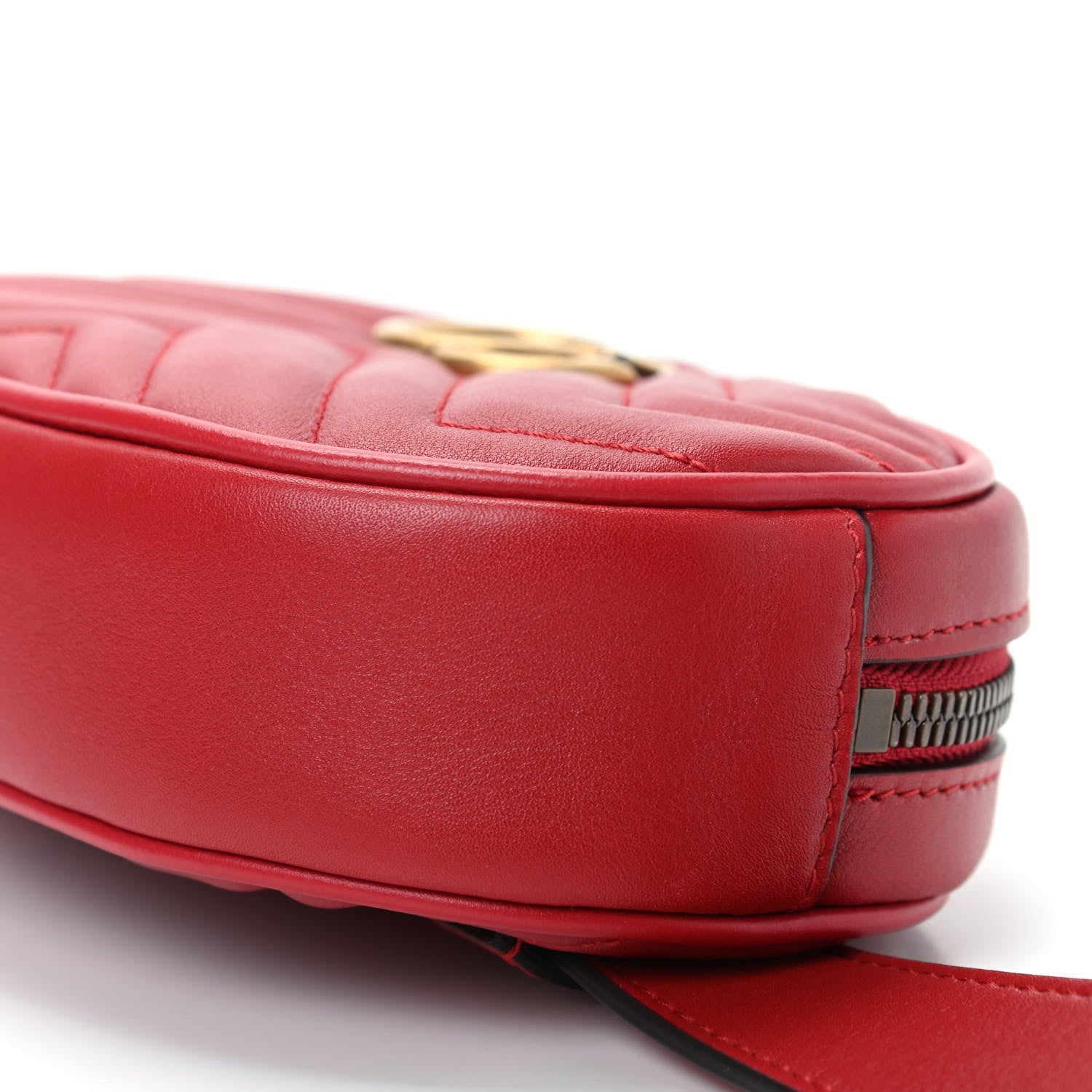 Gucci Calfskin Matelasse GG Marmont Belt Bag 85 34 Hibiscus Red 7 of 10