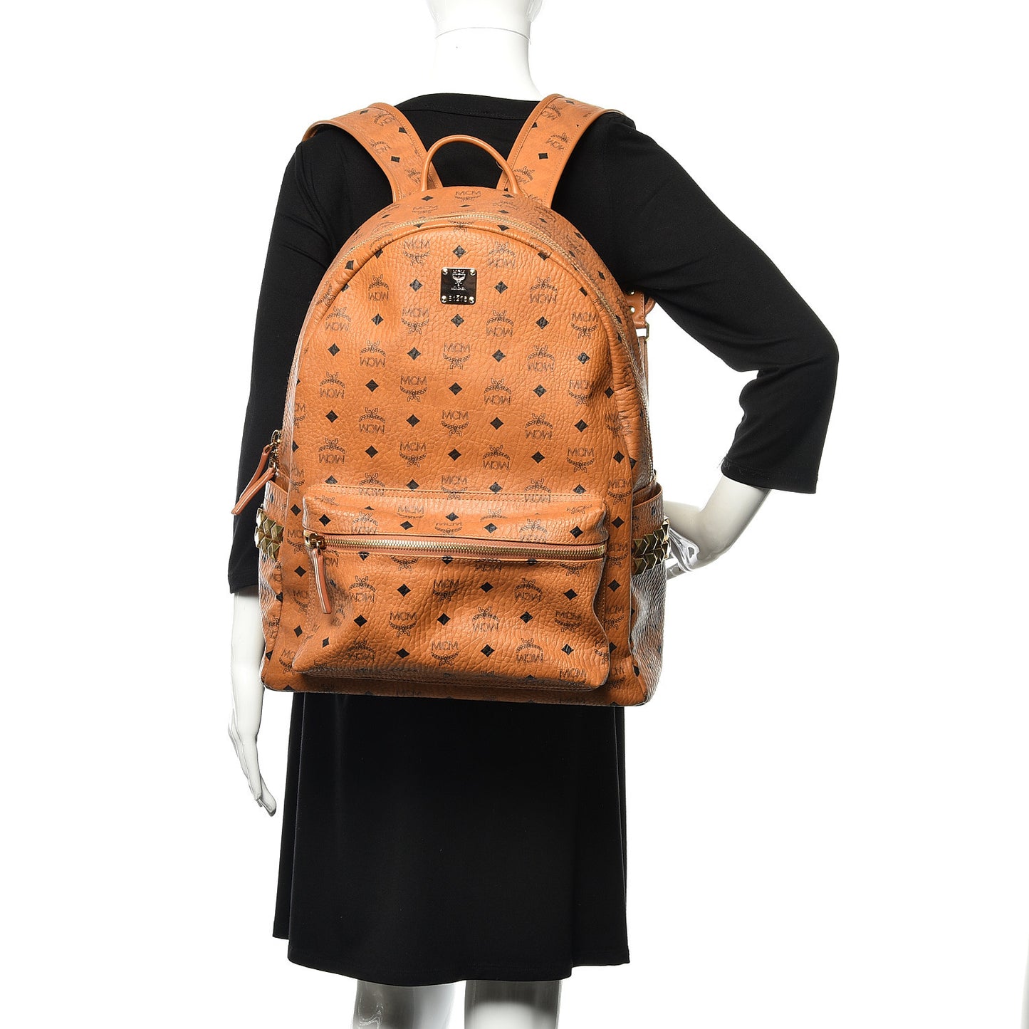 Visetos Large Side Studs Stark Backpack Cognac