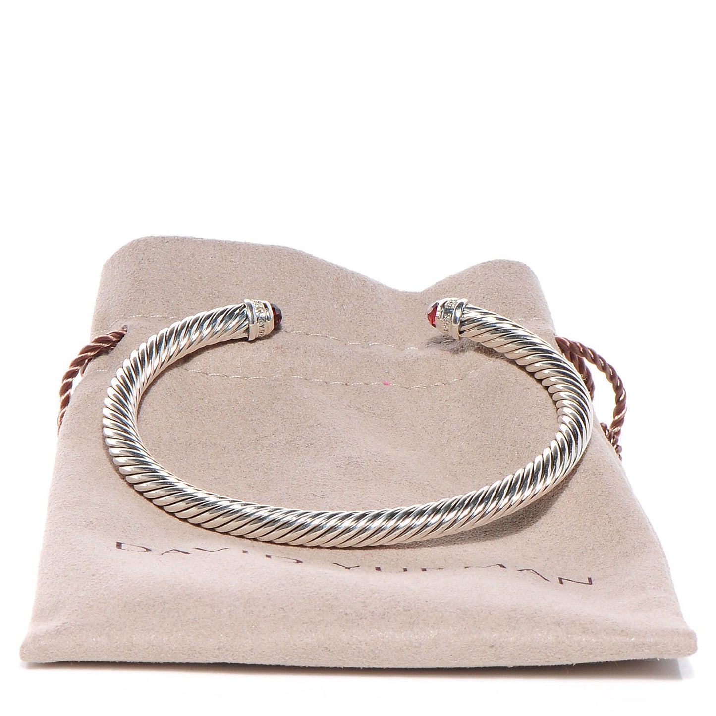 Sterling Silver Garnet Diamond 5mm Cable Classics Bracelet