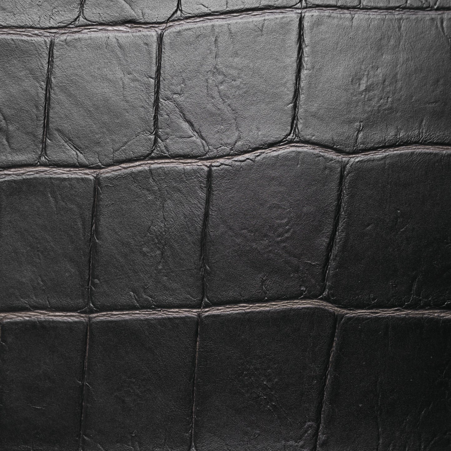 Calfskin Crocodile Embossed Knuckle Flat Zip Clutch Black