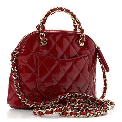 Chanel Patent Calfskin Quilted Shiny Coco Clutch With Chain Red 3 of 11