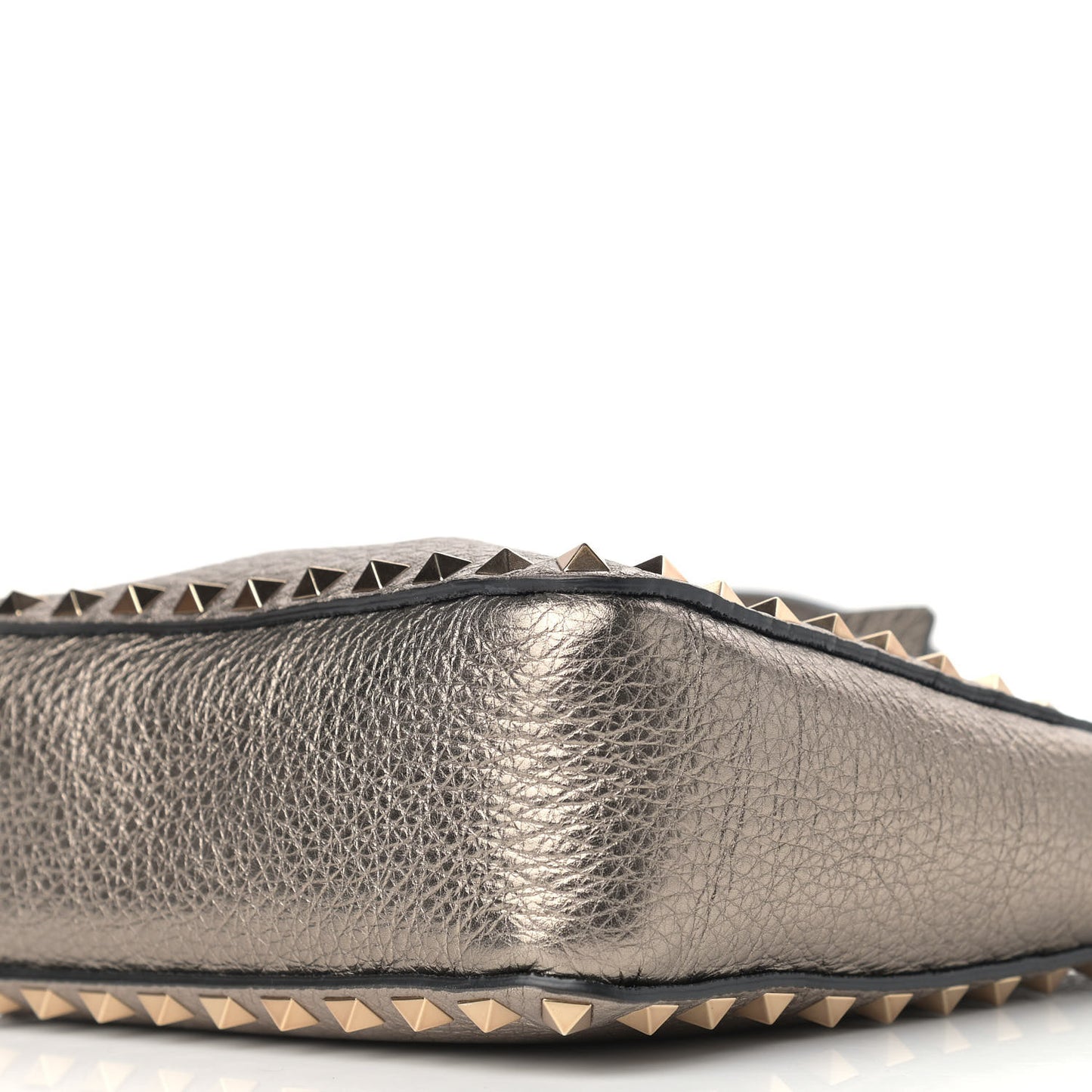 Metallic Pebbled Calfskin Mini Rockstud Flip-Lock Messenger Bag Sasso