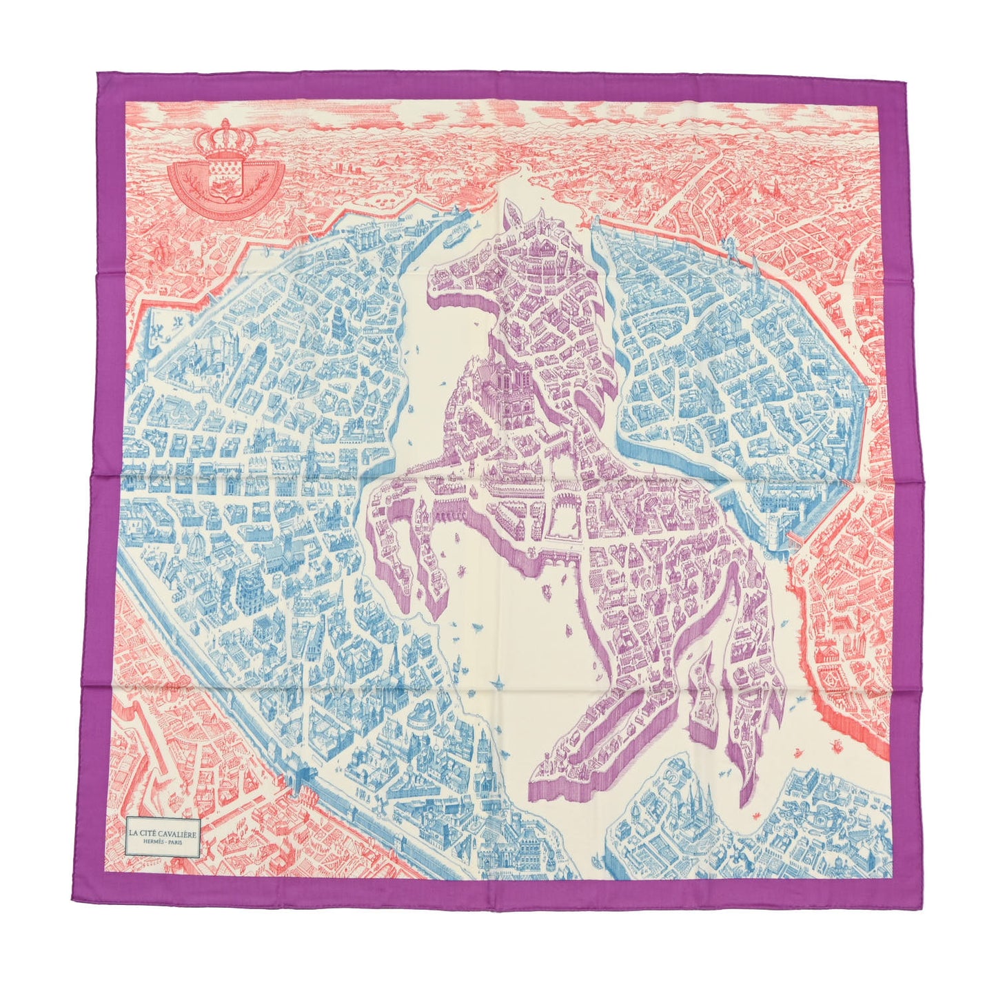 Cashmere Silk La Cite Cavaliere Shawl 140 Mauve Petrole Coral