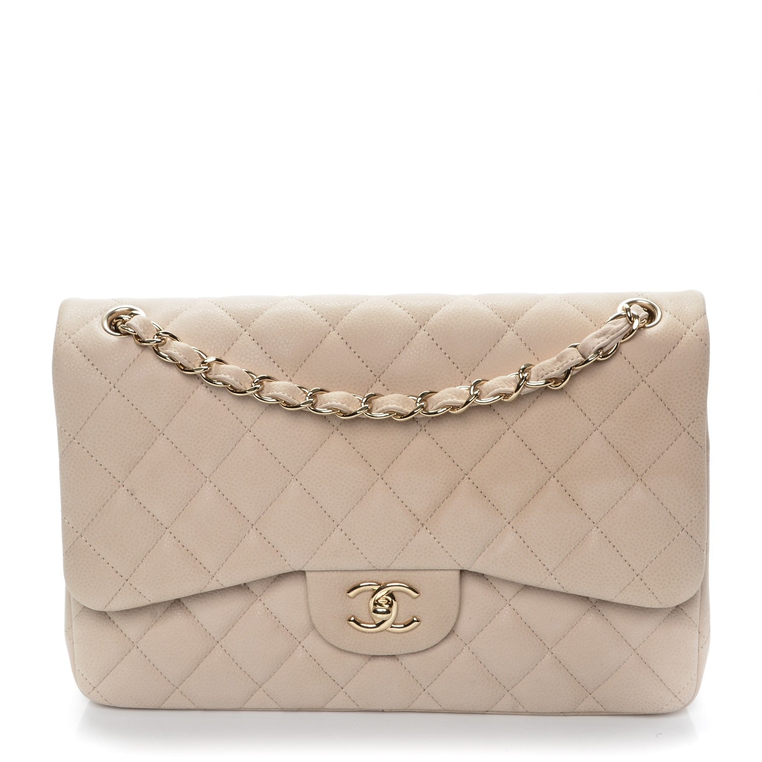 Chanel Iridescent Caviar Quilted Jumbo Double Beige 1 of 7