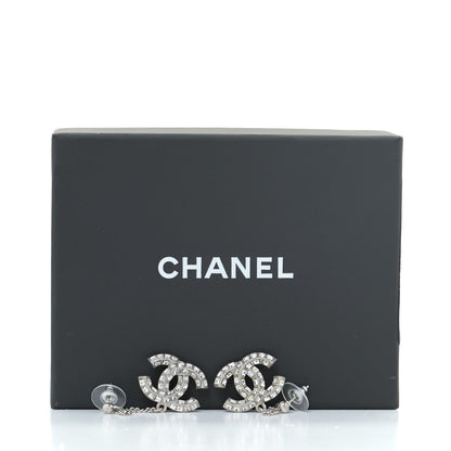 Chanel Baguette Crystal CC Drop Earrings Silver 5 of 6