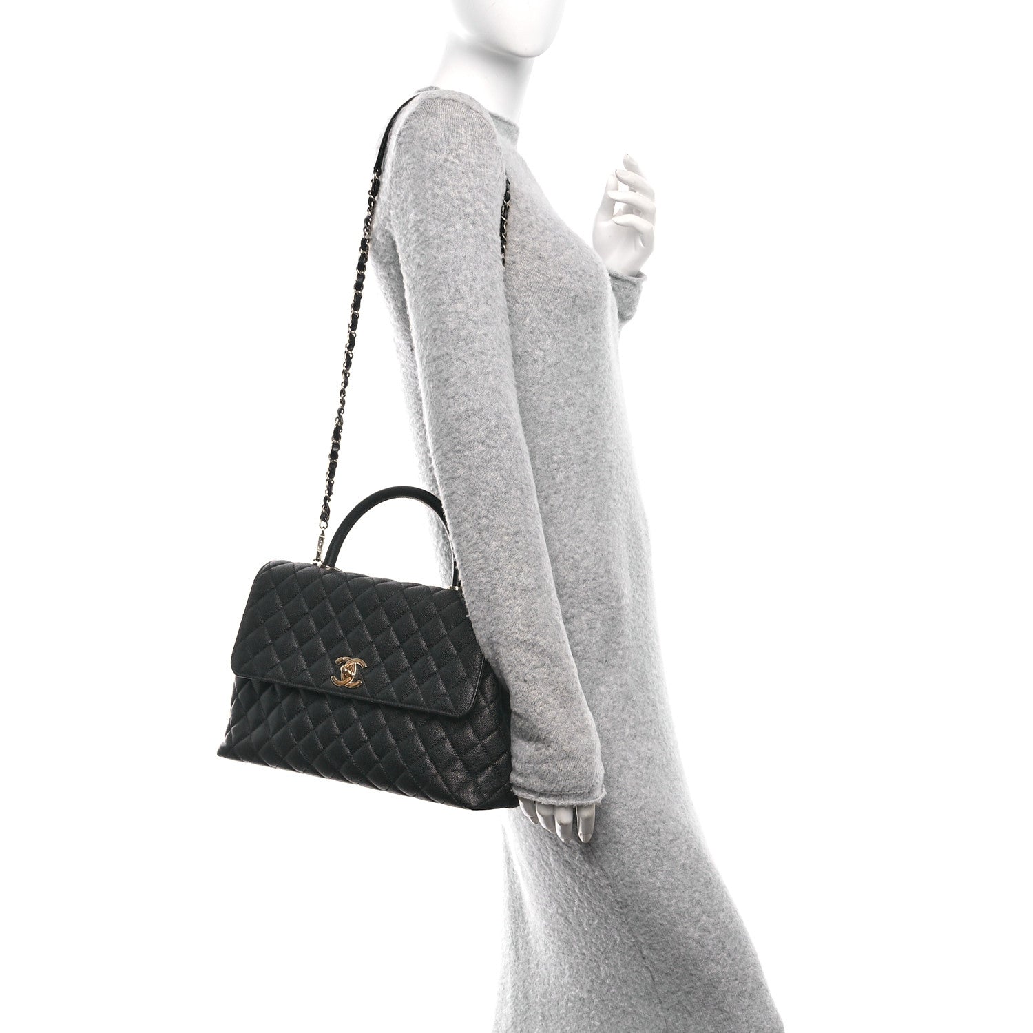 Chanel Caviar Quilted Medium Coco Handle Flap Black 2 of 10