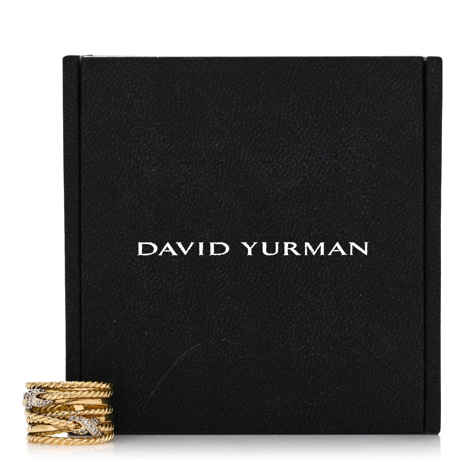 David Yurman 18K Yellow Gold Diamond Double X Crossover Ring 49 4.75 5 of 5