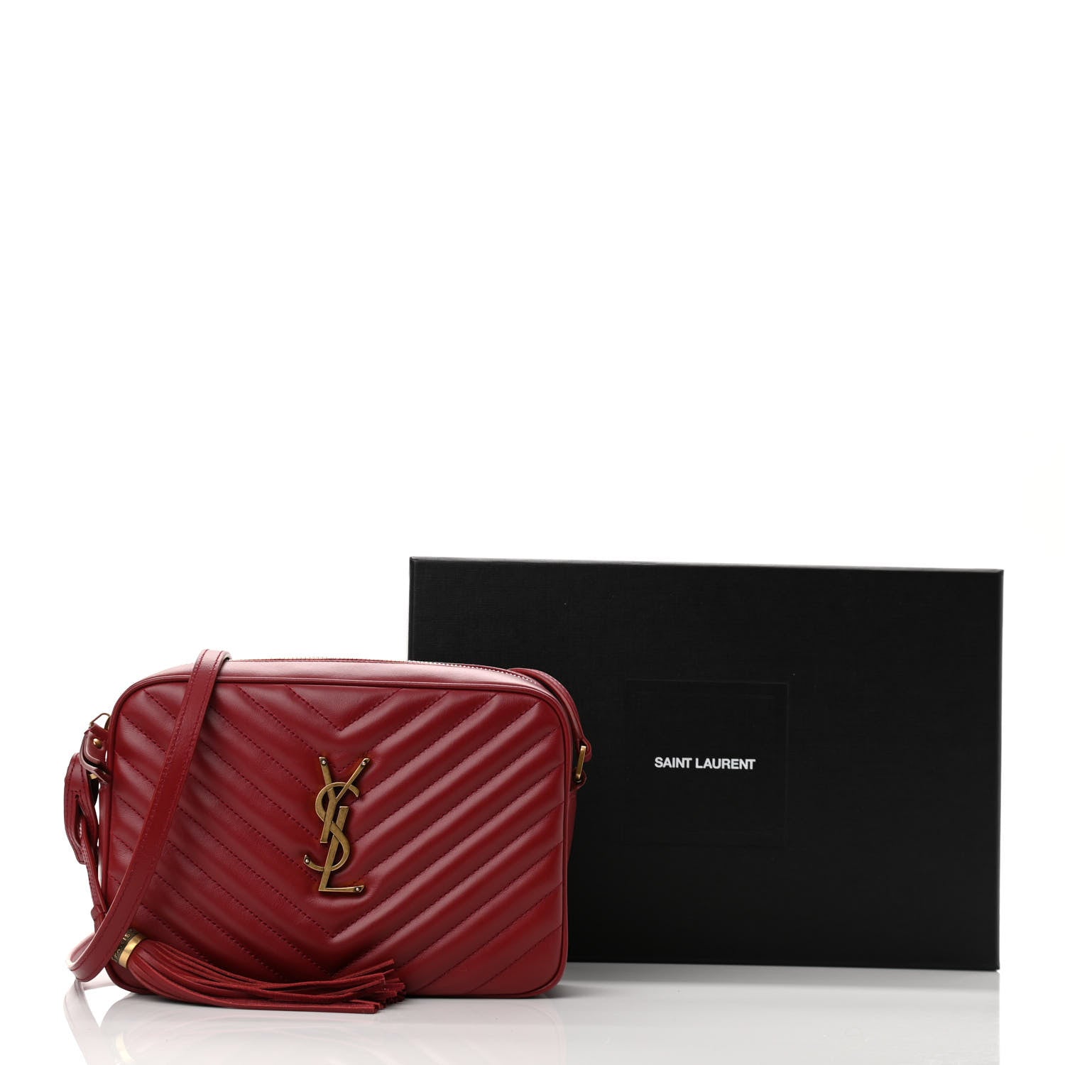 Saint Laurent Calfskin Matelasse Monogram Lou Camera Bag Red 10 of 10