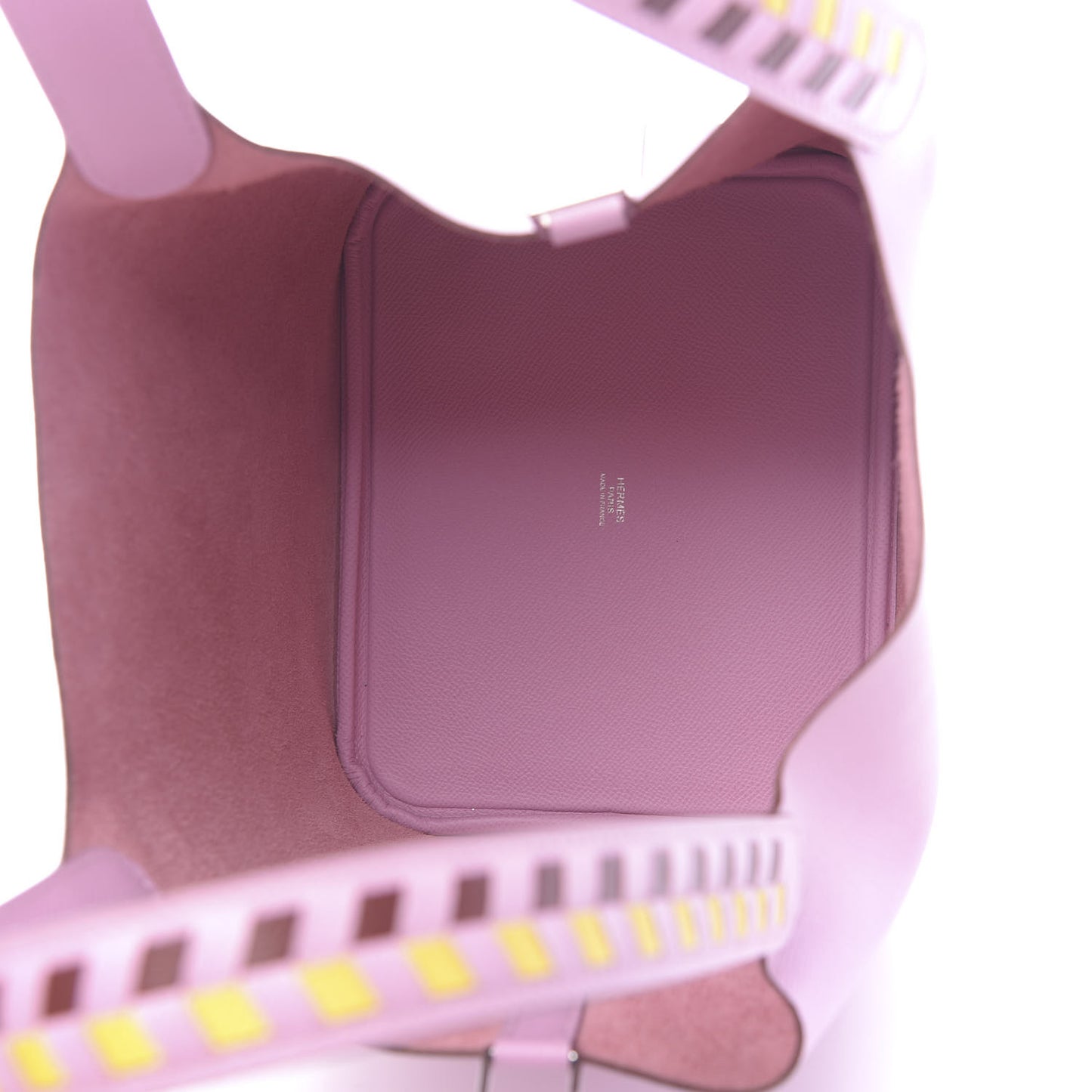 Epsom Tressage De Cuir Picotin Lock 22 MM Mauve Sylvestre Rouge H Jaune De Naples
