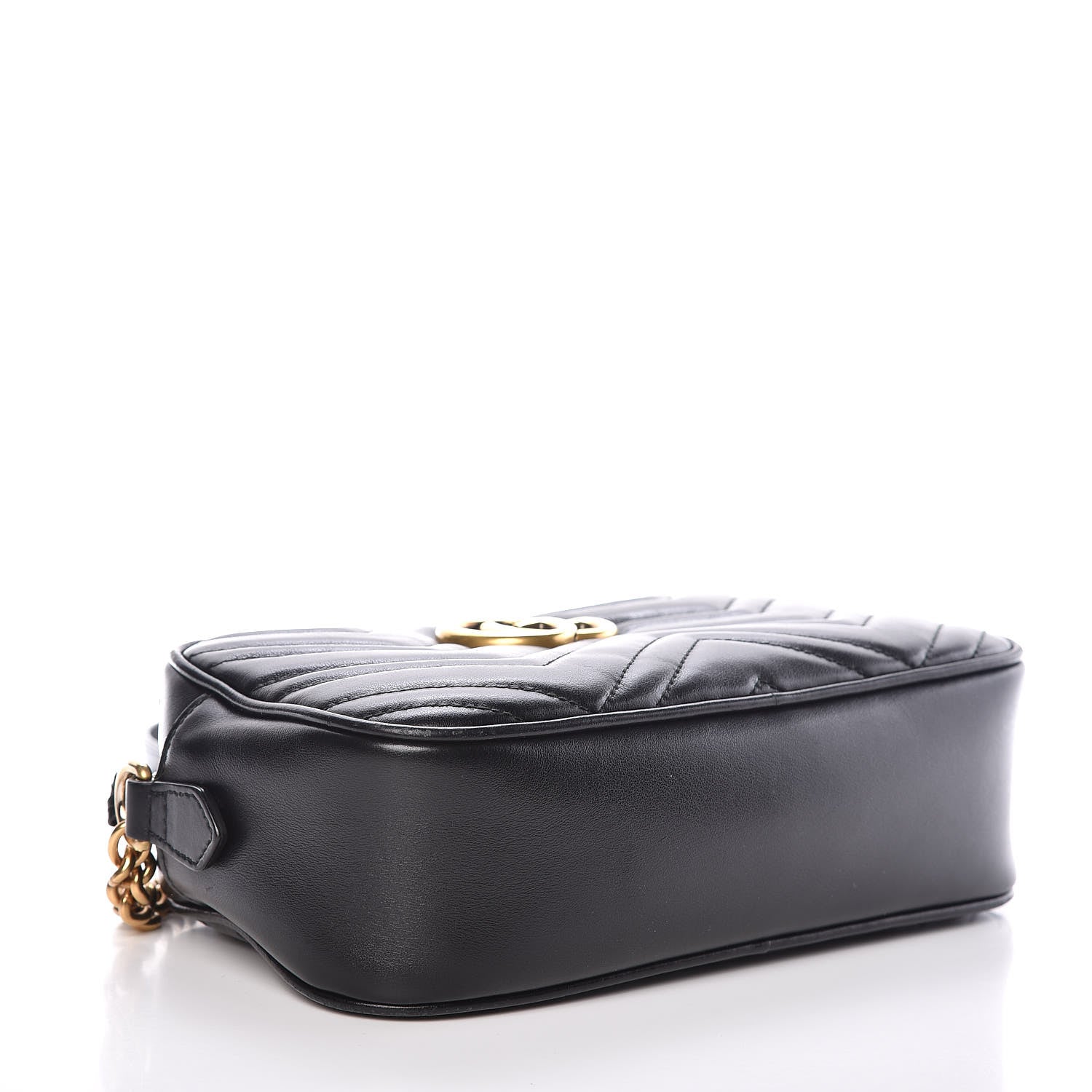 Gucci Calfskin Matelasse Small GG Marmont Chain Shoulder Bag Black 4 of 15
