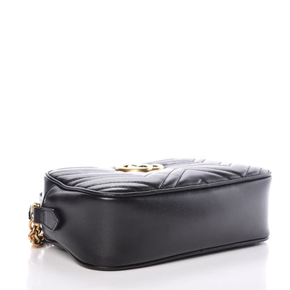 Gucci Calfskin Matelasse Small GG Marmont Chain Shoulder Bag Black 4 of 15