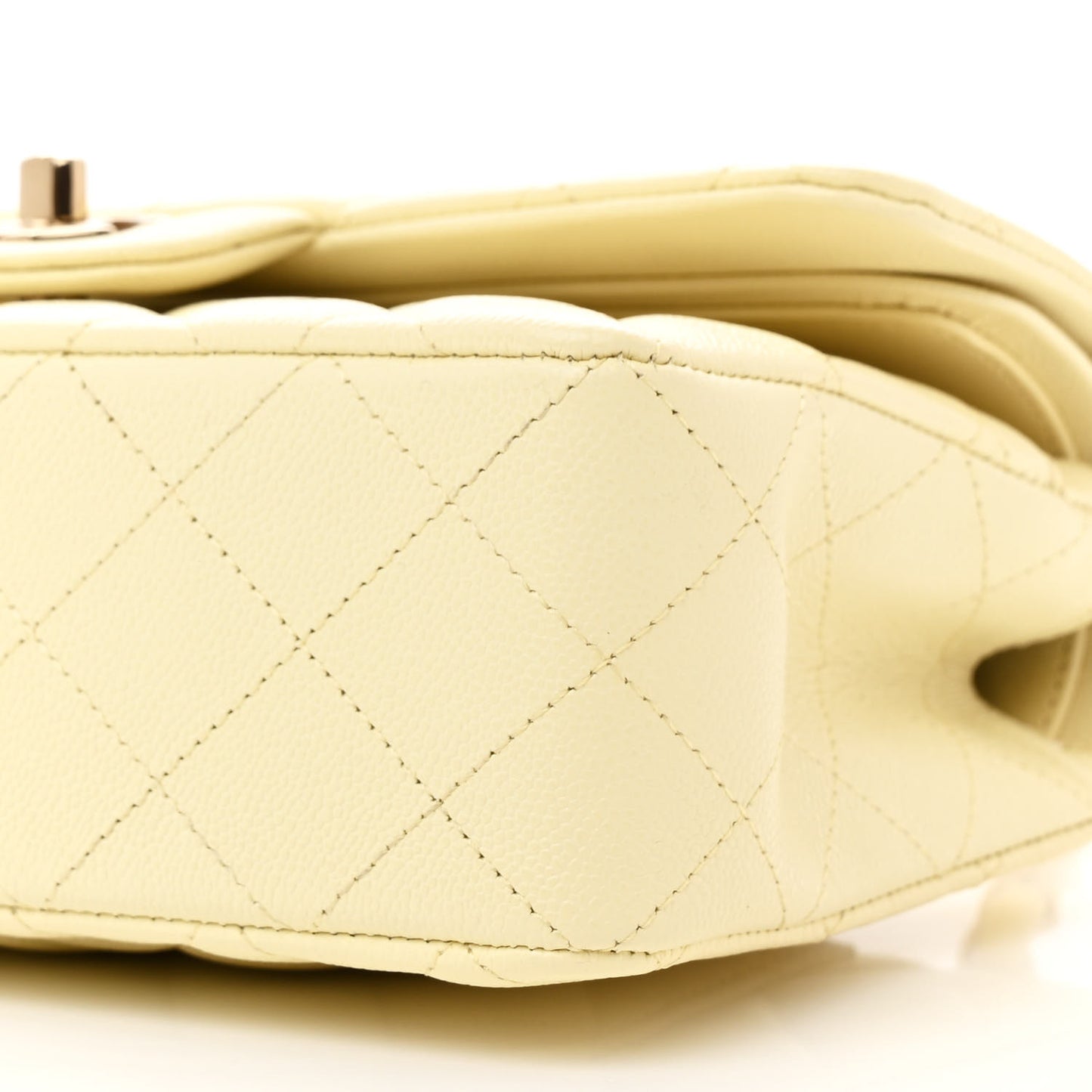 Caviar Quilted Small Double Flap Light Yellow