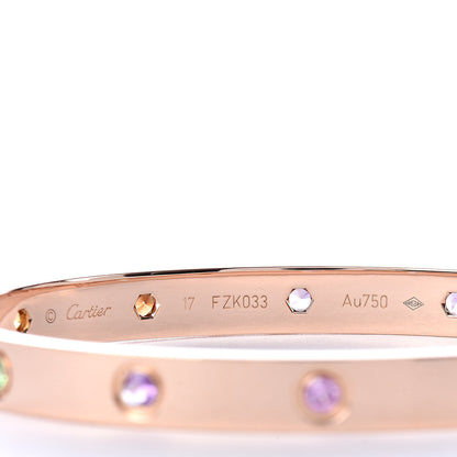 Cartier 18K Pink Gold Sapphire Garnet Amethyst LOVE Bracelet 17 4 of 6