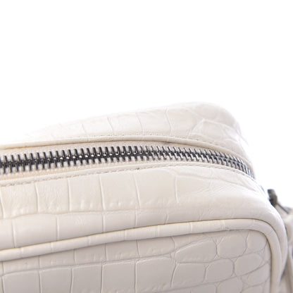 Saint Laurent Calfskin Crocodile Embossed Monogram Lou Camera Bag White 11 of 14