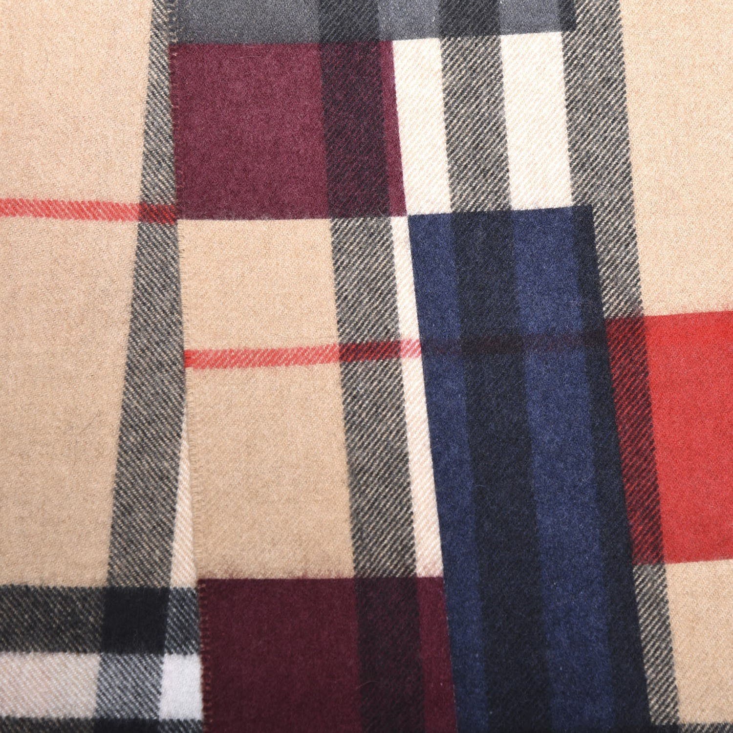 Burberry Cashmere Giant Check Multi Color Block Fringe Scarf Parade Red 3 of 4