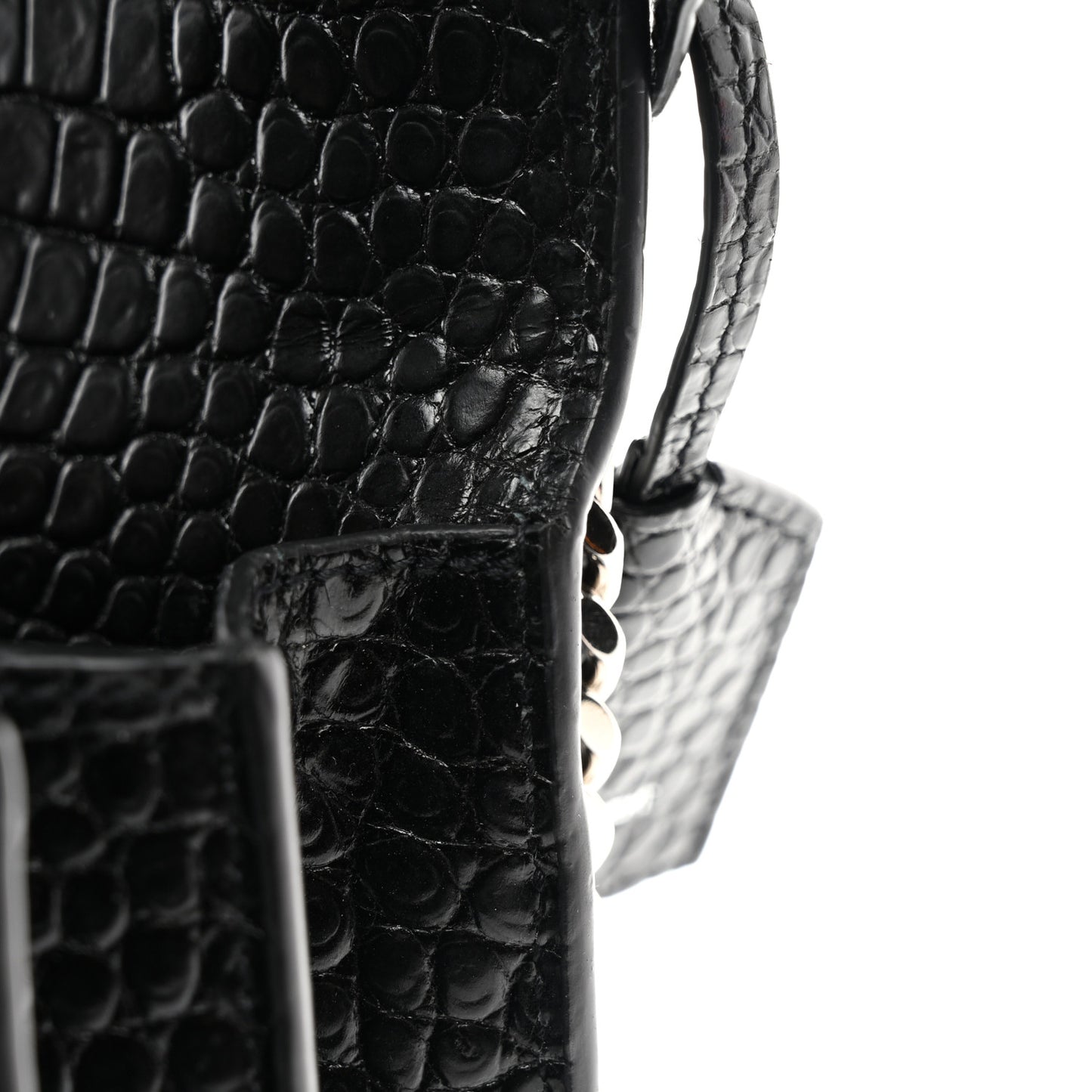 Calfskin Crocodile Embossed Medium Monogram Sunset Black