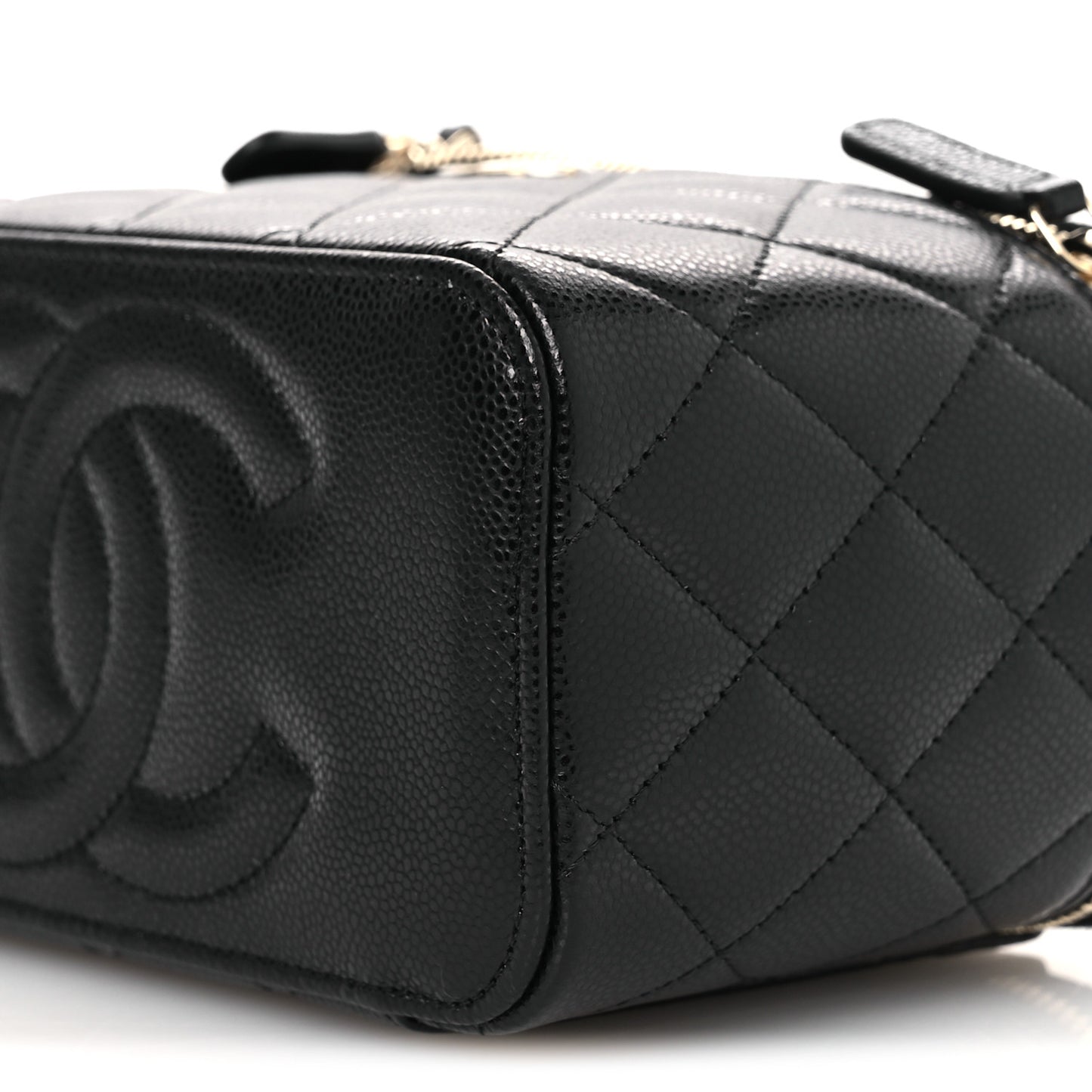 Caviar Quilted Small Vanity Case With Chain Black Black