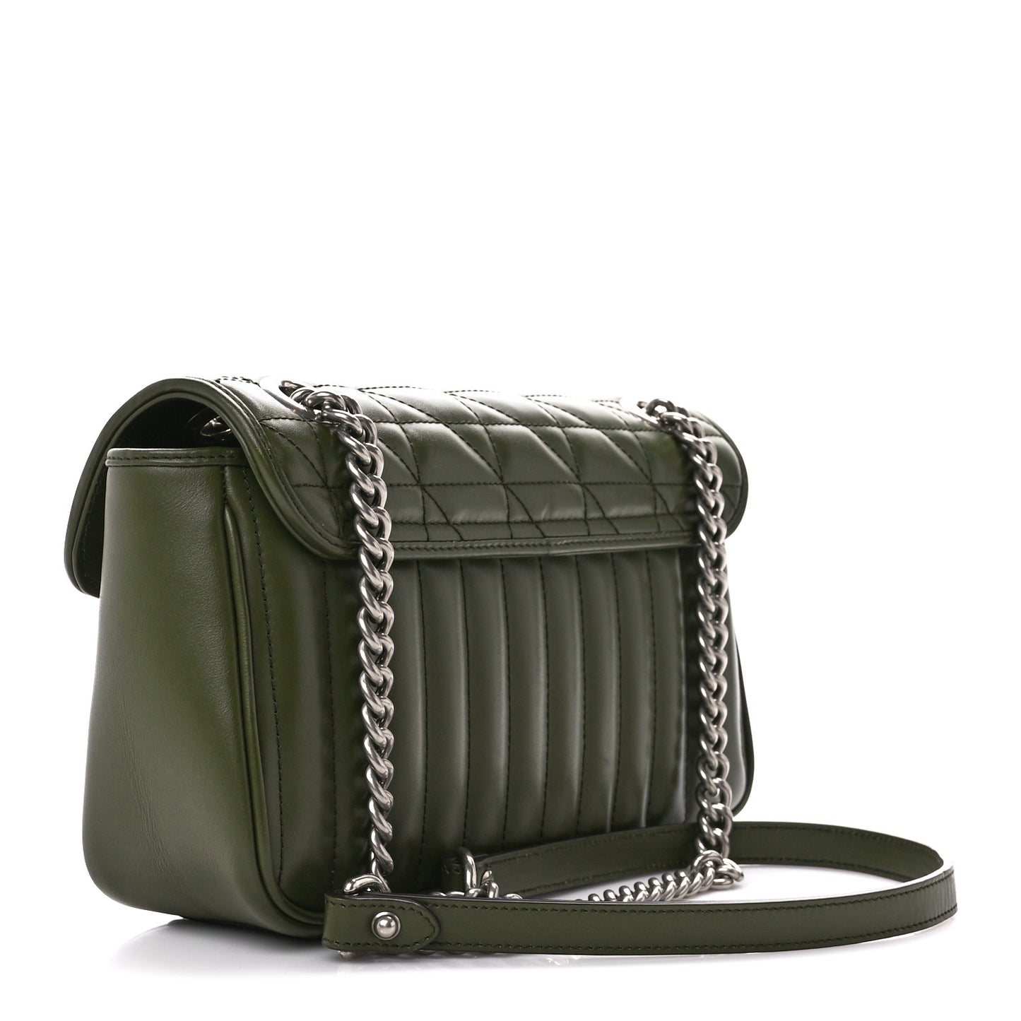 Calfskin Matelasse Aria Small GG Marmont Shoulder Bag Military Wood