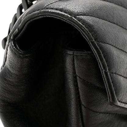 Saint Laurent Sheepskin Matelasse Chevron Monogram Monochrome Large College Satchel Black 14 of 14