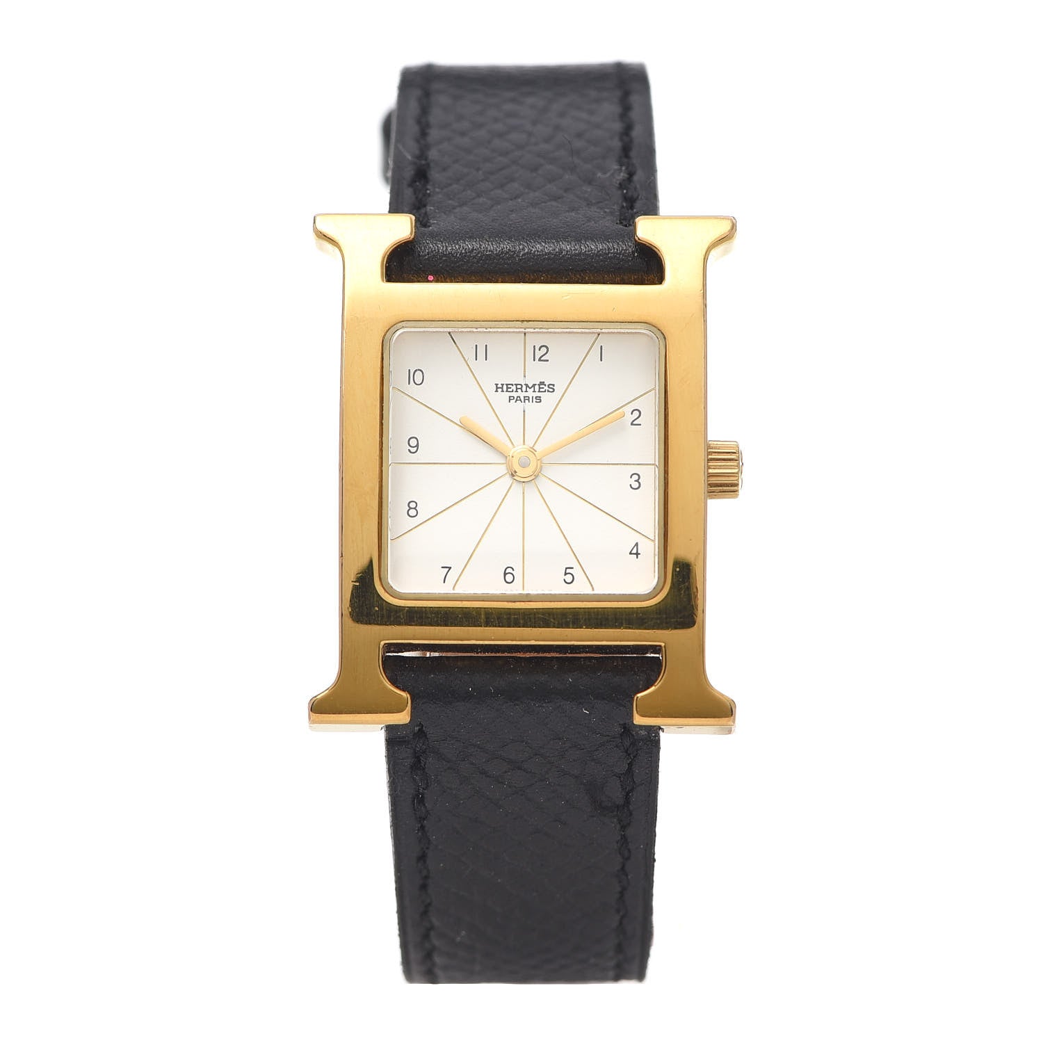 Hermes Stainless Steel Courchevel 21mm Heure H Hour Quartz Watch Noir 1 of 5
