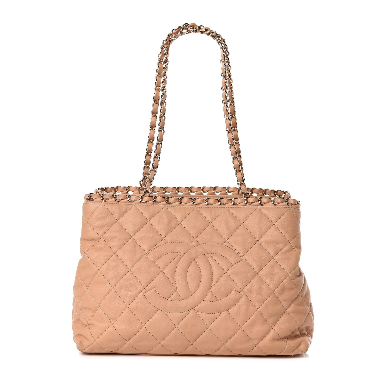 Chanel Lambskin Quilted Small Chain Me Tote Light Beige 1 of 16