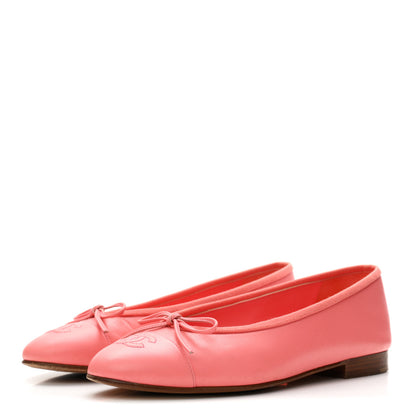 Chanel Goatskin Cap Toe CC Ballerina Flats 36.5 Pink 4 of 9