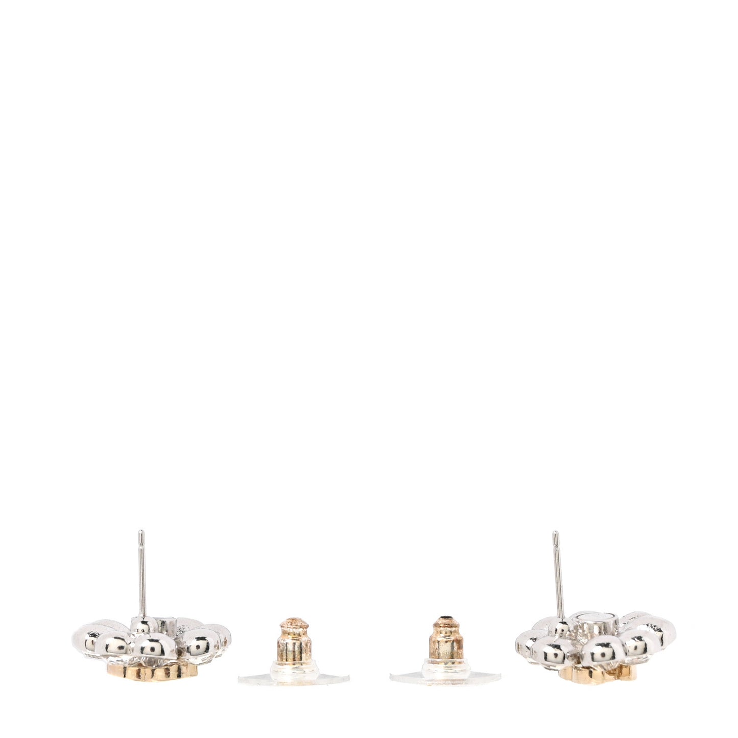 Metal Crystal CC Clover Heart Earrings Silver Gold