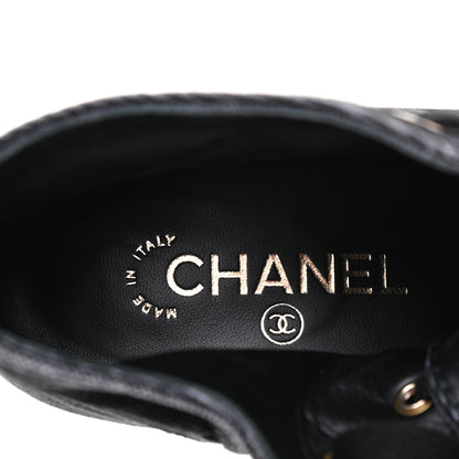 Chanel Denim Lace Up Boots 37.5 Grey 8 of 10