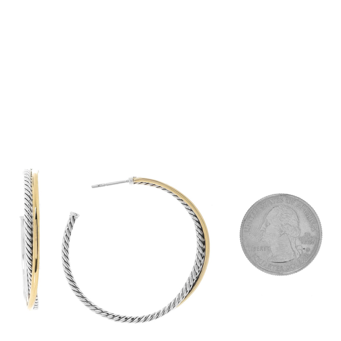 Sterling Silver 18K Yellow Gold 44mm Extra Large Crossover Cable Hoop Earrings