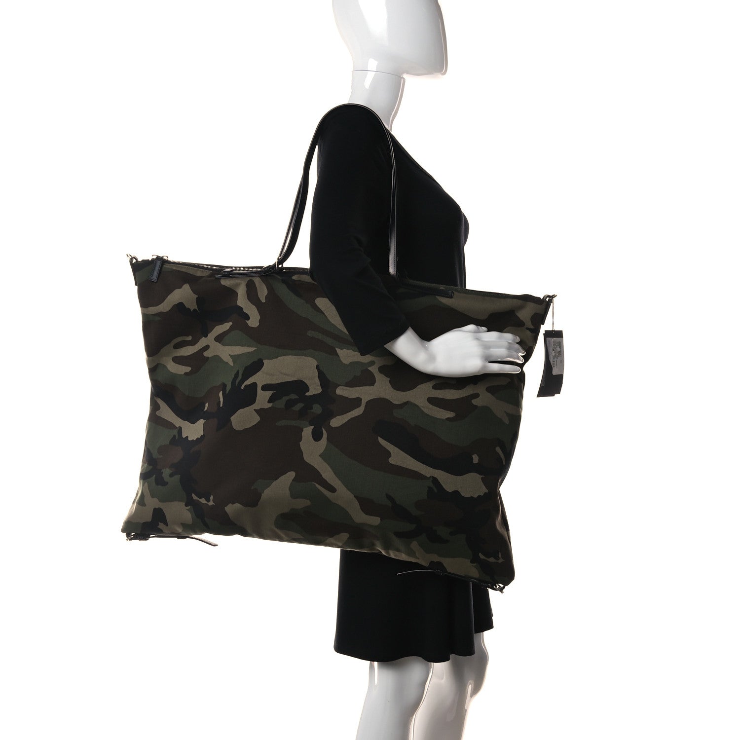 Saint Laurent Gabardine Camouflage Large Convertible ID Bag Black Green 3 of 9