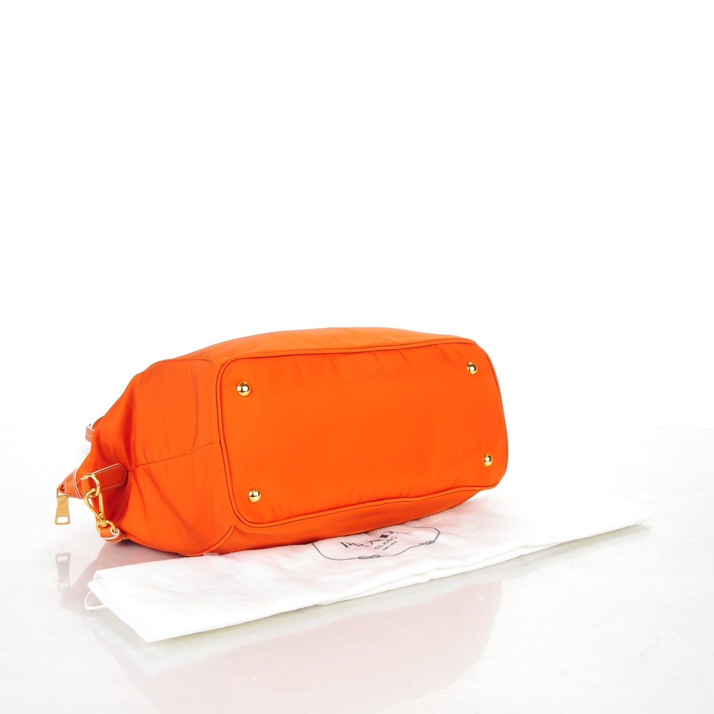 Tessuto Nylon Saffiano Dome Satchel Papaya
