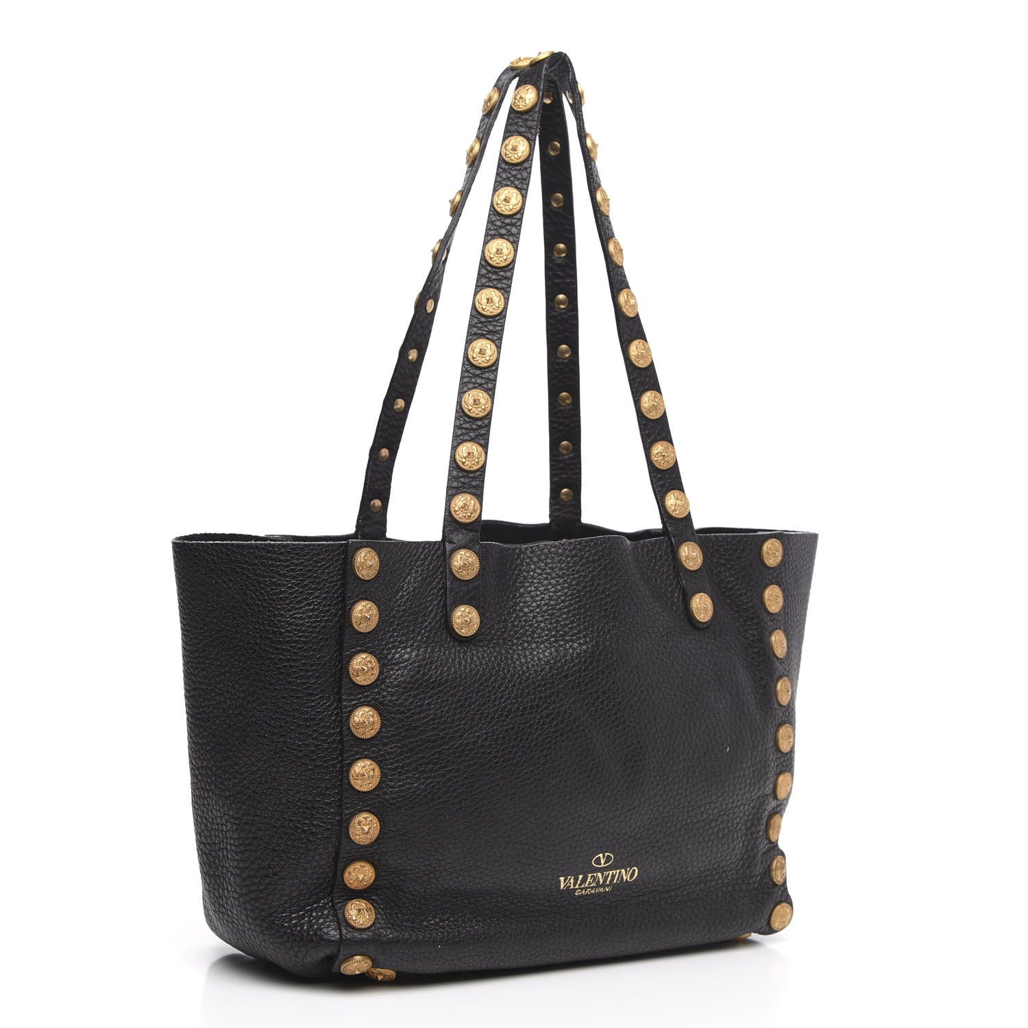 Valentino Garavani Pebble Calfskin Studded Zodiac Tote Black 3 of 11