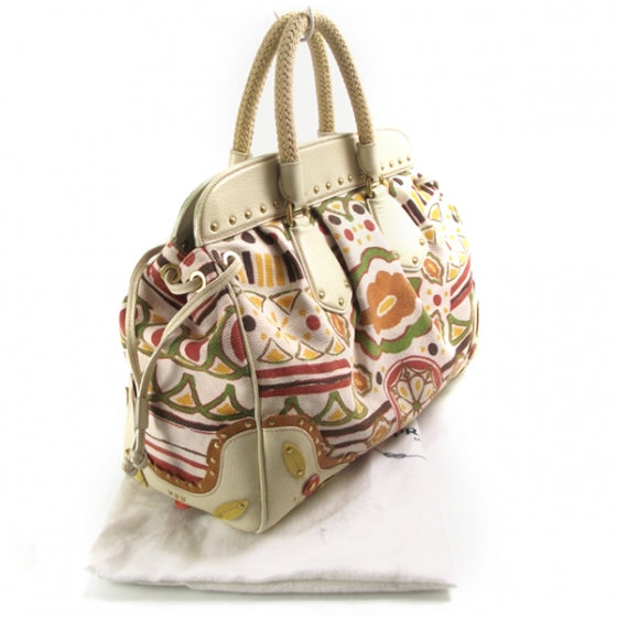 Prada Canvas Canapa Embossed Frame Bag 3 of 11