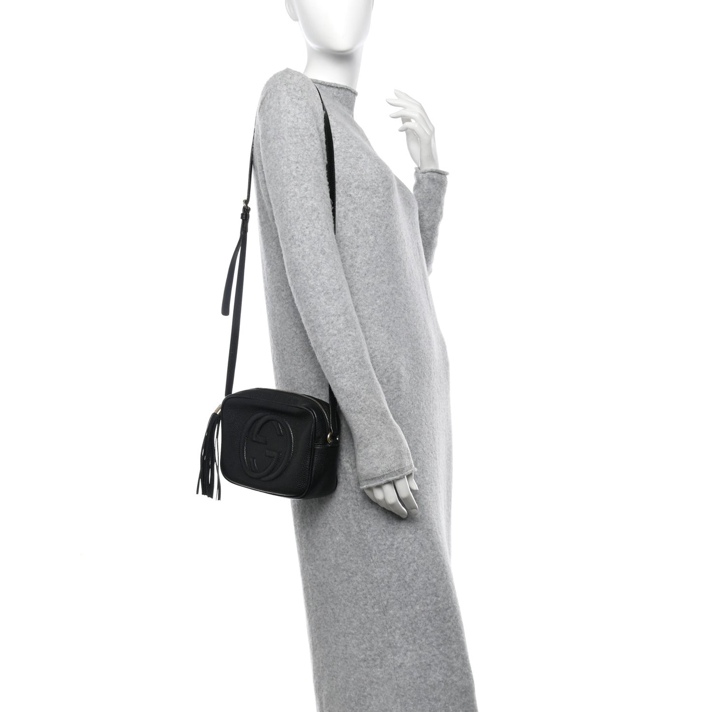 Pebbled Calfskin Small Soho Disco Bag Black