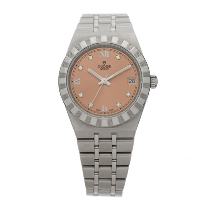 TUDOR Stainless Steel Diamond 34mm Royal Automatic Watch Pink 28400 1 of 5