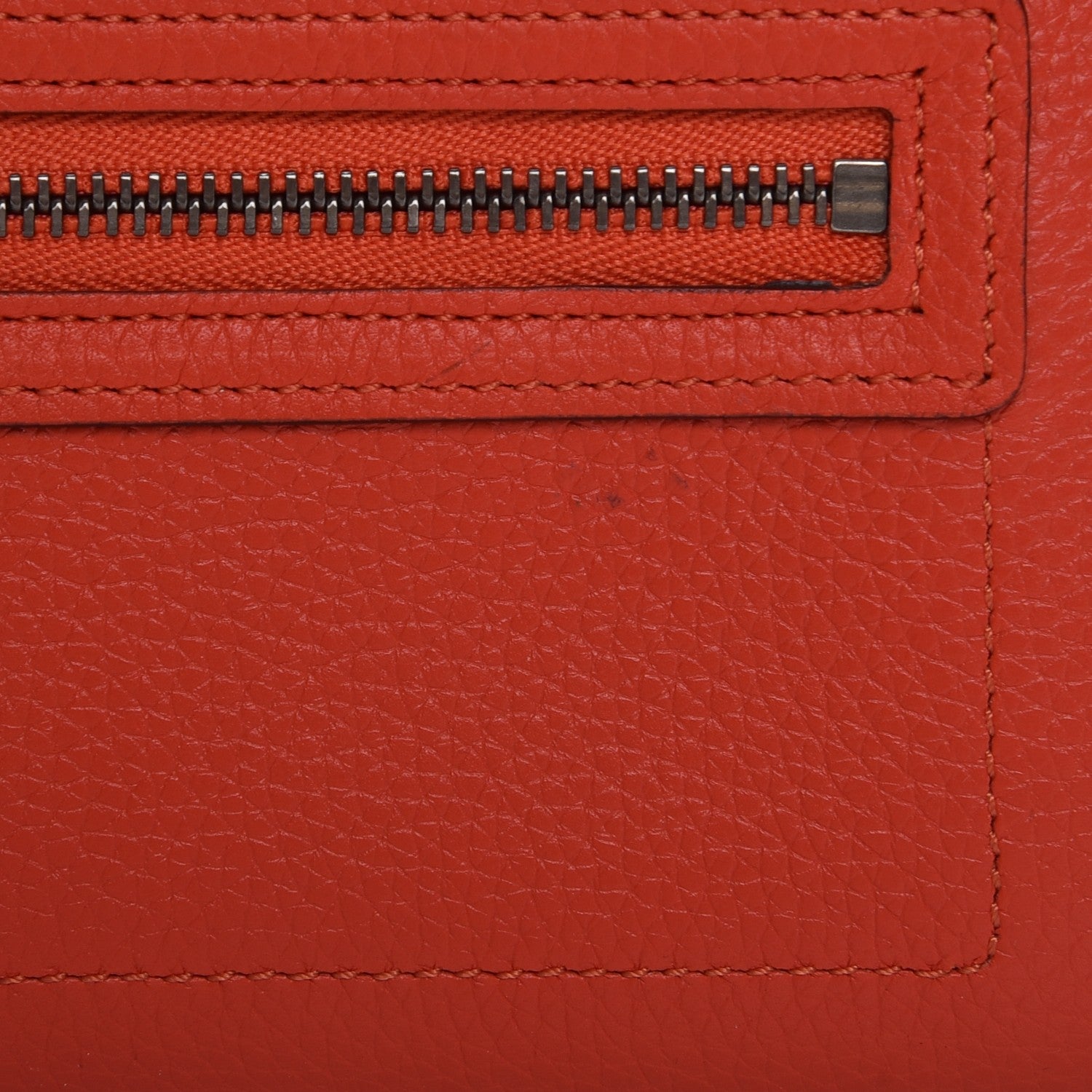 Celine Drummed Calfskin Nano Luggage Vermillion 9 of 14