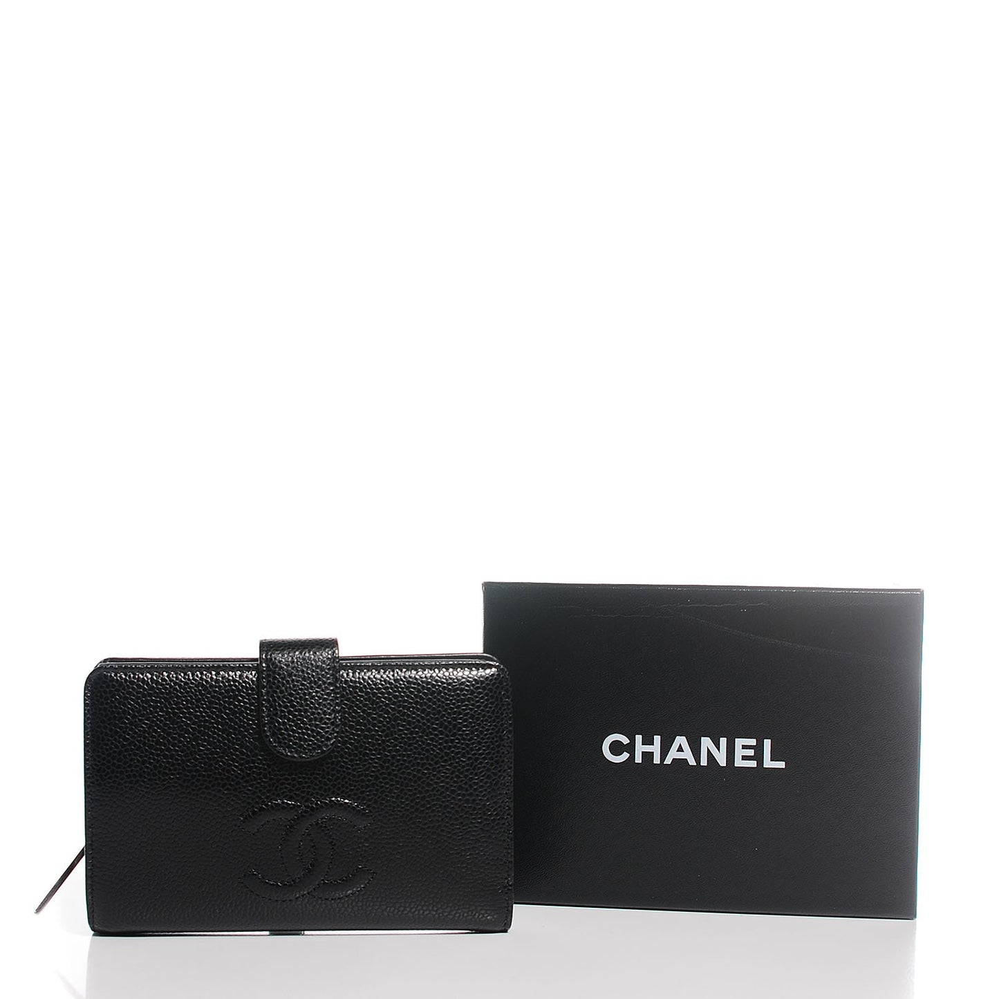 Caviar Timeless CC L-Zip Pocket Wallet Black