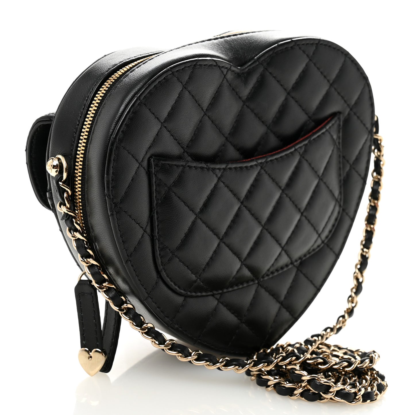 Lambskin Quilted CC In Love Heart Bag Black