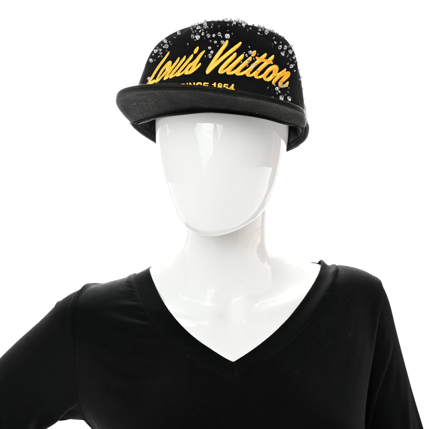 Crystal Jacquard Embroidered Cap M Black