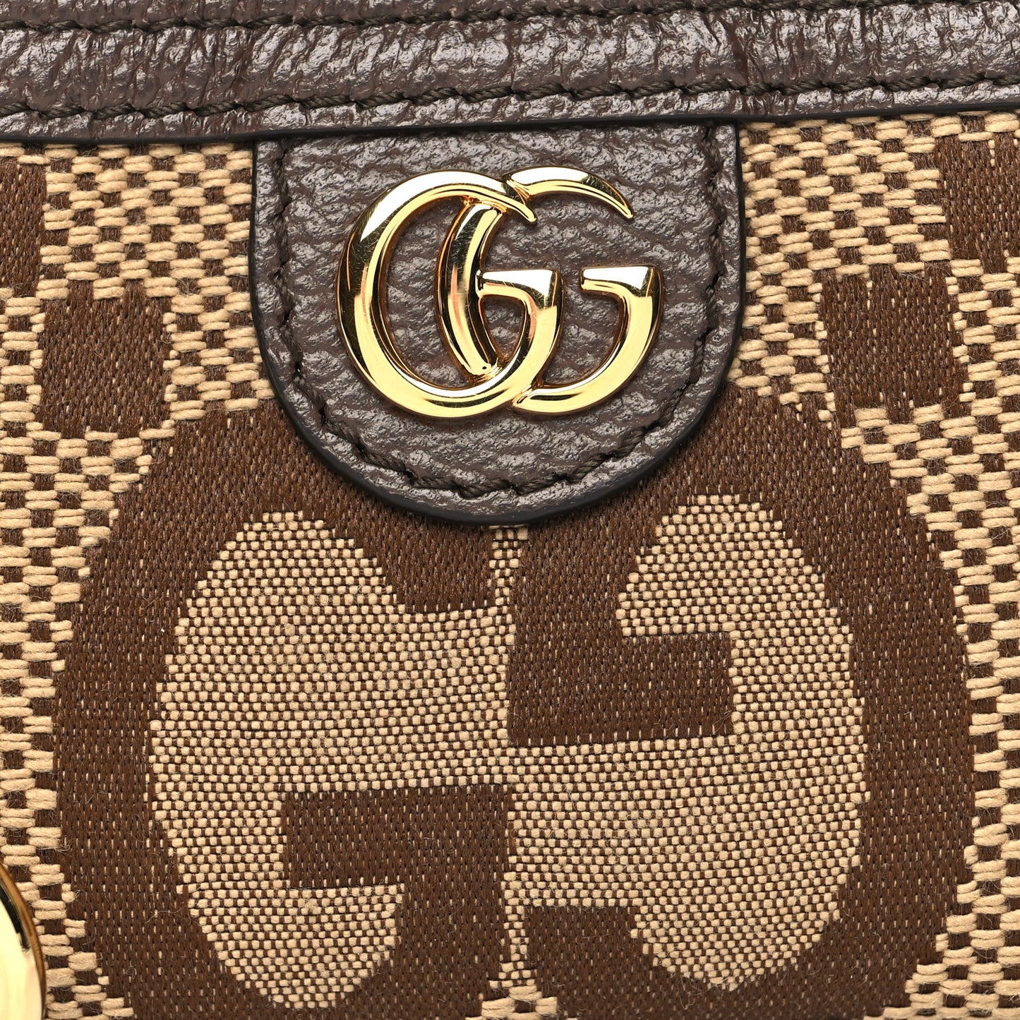 Monogram Jumbo GG Textured Dollar Calfskin Ophidia Key Case Camel Ebony New Acero