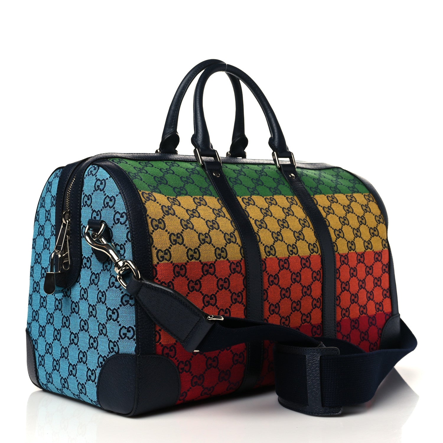 Gucci Monogram Multicolor Retro Interlocking G Duffle Bag Blue Rainbow 2 of 5