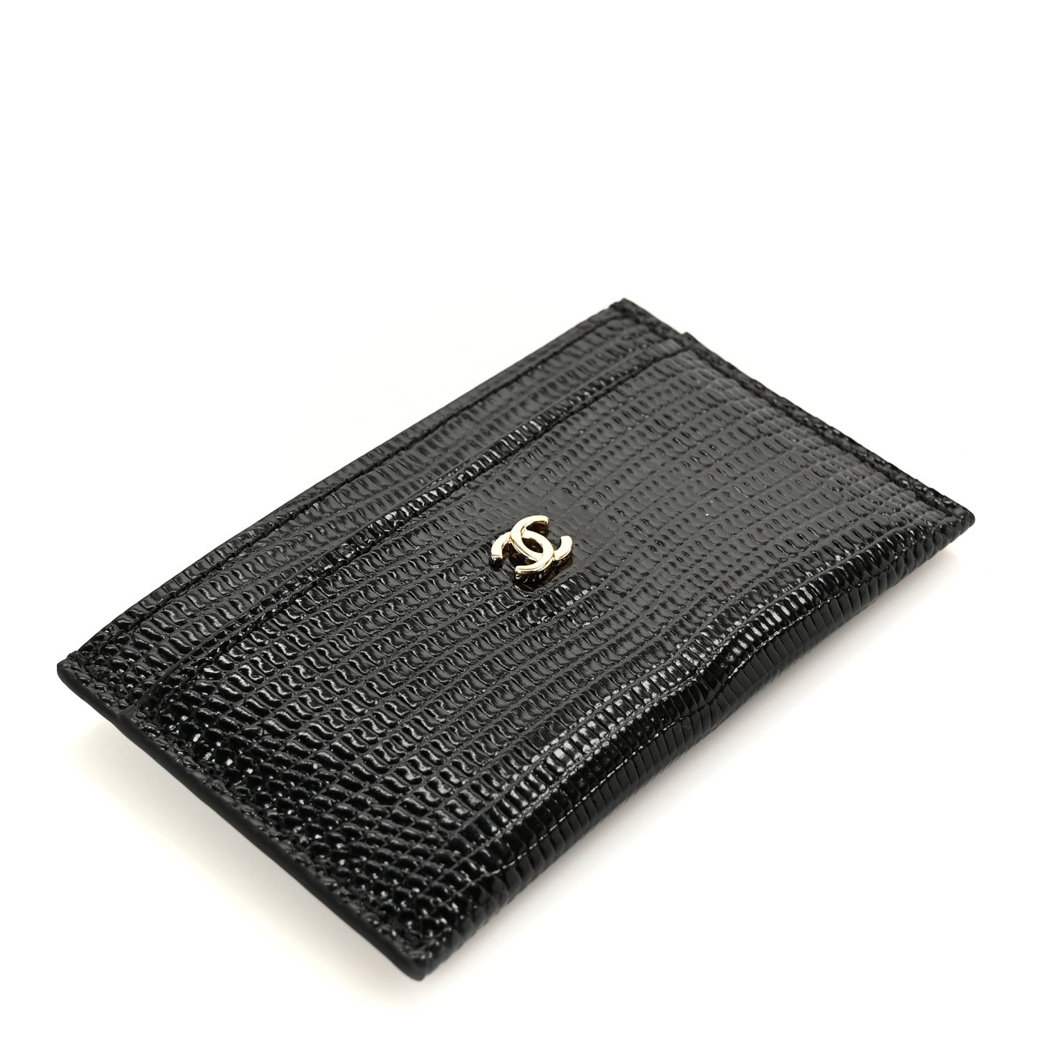 Chanel Calfskin Lizard Embossed Card Holder Black 4 of 9